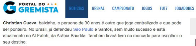 Medio brasileño. Foto: captura Portal do Gremista