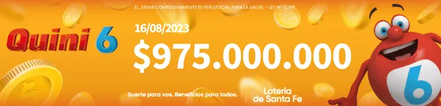 El pozo estimado de esta noche es de 975 millones de pesos. Foto: Lotería de Santa Fe