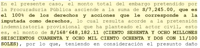 Procuraduría Ad Hoc propone que Heredia y otros paguen solidariamente 168.6 millones de soles al Estado peruano por daños civiles. Foto: Expediente 046-2017-286-5001-JR-PE-05   