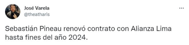 Pineau renovó su vínculo con Alianza Lima. Foto: captura de Twitter 