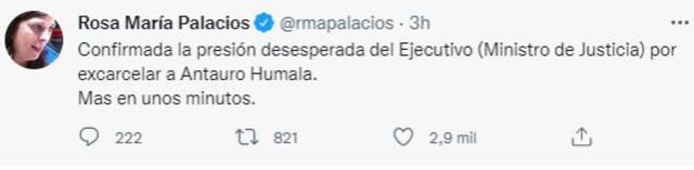 RMP señaló que se confirmaba intento de excarcelar a Antauro Humala. Foto: Captura Twitter