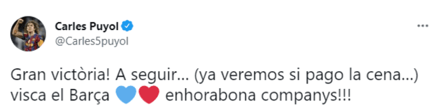 Las reacciones tras el triunfo del Barcelona sobre el Real Madrid. Foto: captura Twitter