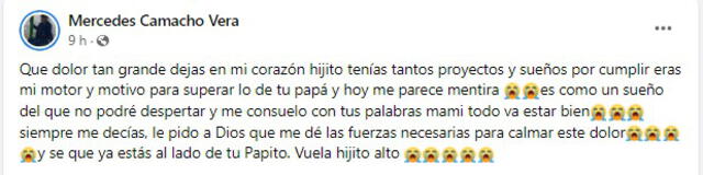 Sentido mensaje publicado en Facebook