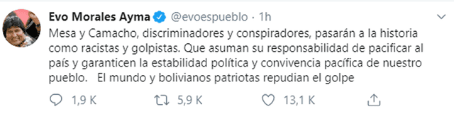 Evo Morales en Twitter