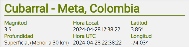 Temblor en Colombia