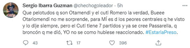 Sergio 'Checho' Ibarra explotó contra el accionar de los defensas argentinos. Fuente: Twitter