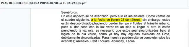Plan de gobierno de Fuerza Popular para el distrito de Villa el Salvador. Foto: captura LR/JNE. Plan de gobierno de Fuerza Popular para el distrito de Villa el Salvador. Foto: captura LR/JNE.