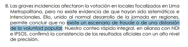 Transparencia concluyó que no hubo fraude.   