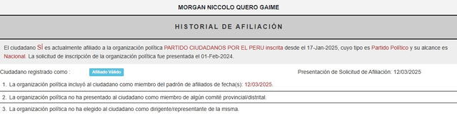 Afiliación de Morgan Quero al partido Ciudadanos por el Perú | Foto: ROP. Afiliación de Morgan Quero al partido Ciudadanos por el Perú | Foto: ROP.