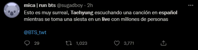 BTS Taehyung VLive en vivo ARMY canción en español México