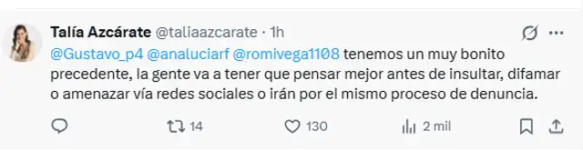 Talía Azcárate se pronuncia