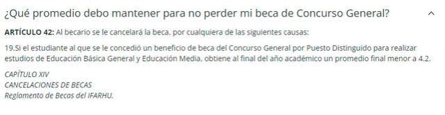 El Reglamento de Becas especifica el motivo por el que se puede perder la Beca de Concurso General. Foto: IFARHU   