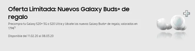 La oferta de preventa incluye los nuevos Galaxy Buds+ gratis por la compra de un S20+ o S20 Ultra.