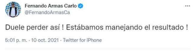 Fernando Armas se pronunció tras la derrota de Perú en Eliminatorias.