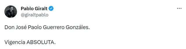 El comentario de Pablo Giralt tras el gol de Paolo Guerrero. Foto: Captura Twitter   