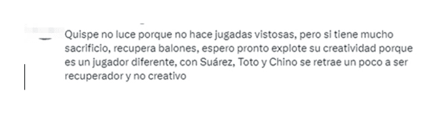  Comentarios de hinchas sobre Quispe. Foto: captura de X    