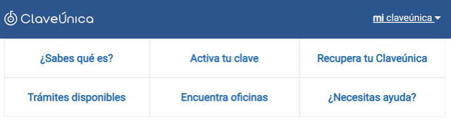 Web oficial para recuperar Clave Única.