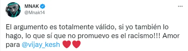 Mnak se pronunció tras su batalla con Vijay Kesh. Foto: captura Twitter