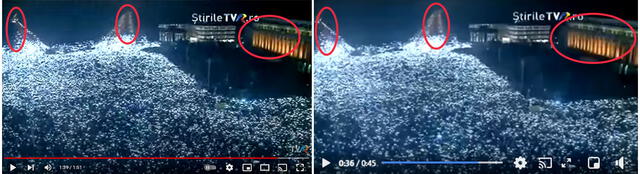 A la derecha está una imagen del video de Stirile TVR y al otro, del clip de Facebook. Foto: composición / capturas del Youtube - Stirile TVR y de Facebook.