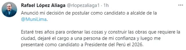 Tuit de Rafael López.