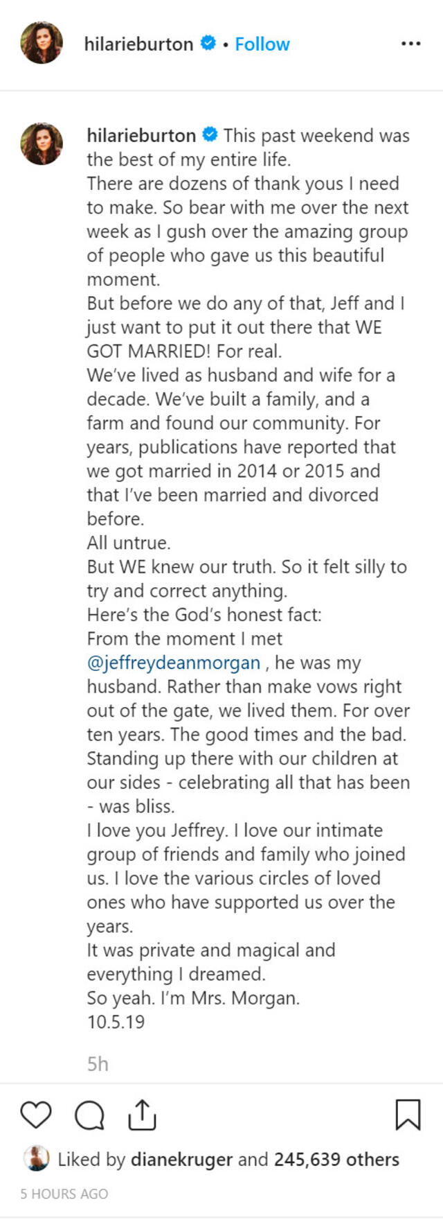 Jeffrey Dean Morgan y Hilarie Burton se han casado y estaban los dos  RADIANTES