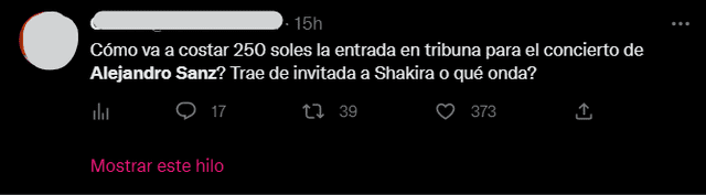 Fans de Alejandro Sanz se quejan del precio de entradas al concierto