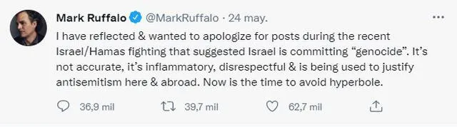 Mark Ruffalo pide disculpas por señalar que Israel comete genocidio