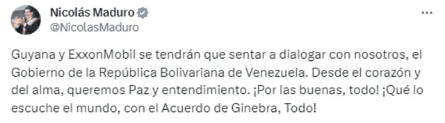 Nicolás Maduro exige a Guyana y ExxonMobil que dialoguen con su Gobierno | Twitter | X | Guyana | Guayana Esequiba | Venezuela | pozos de petróleo | Irfaan Ali