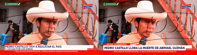 A la izquierda se encuentra la imagen original de Exitosa Noticias; a la derecha, la imagen modificada que incluye a Guzmán. Foto: composición /PerúCheck