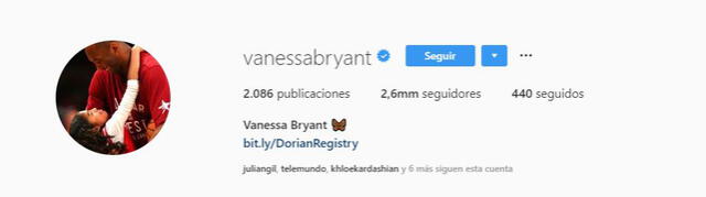 Vanessa Laine Bryant en Instagram