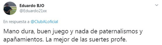 Los mensajes de bienvenida de los hinchas de Alianza Lima a Mario Salas. [FOTO: Twitter]