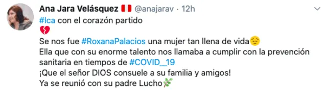 Ana Jara confirma muerte de Roxana Palacios