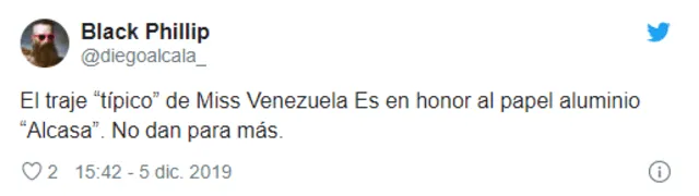 Seguidores muestran rechazo por el traje de Miss Venezuela.