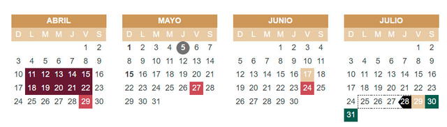 Fechas del calendario escolar SEP 2021-22 entre los meses de abril y julio
