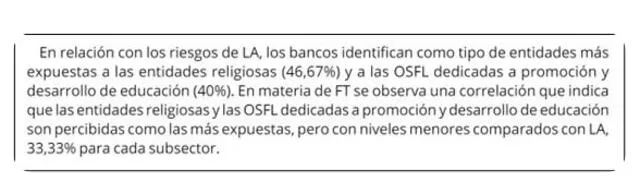 Informe indica que las entidad más expuestas son las religiosas y las OSFL. Foto: Epicentro TV.   