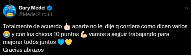  Mensaje de Gary Medel tras las críticas. Foto: Twitter   