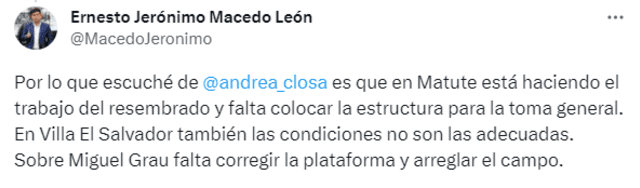 Tuit sobre el psoible motivo por el que el estadio Alejandro Villanueva no contaría con VAR. Foto: captura Twitter   