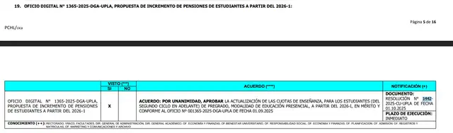 Oficio Digital en el que se aprueba la propuesta del alza de pensiones en 2026. Fuente: UPLA Oficio Digital en el que se aprueba la propuesta del alza de pensiones en 2026. Fuente: UPLA