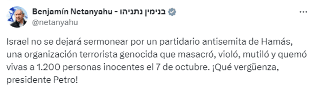 En el mismo comunicado, el primer ministro de Israel mencionó los ataques que Hamás realizó en Gaza. Foto: X/@netanyahu   