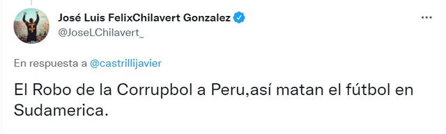 La crítica de Chilavert contra la Conmebol. Foto: captura Twitter