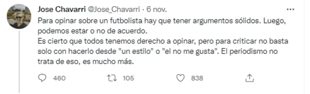 José Chávarry lanza comentario tras programa "Al Ángulo". Foto: Captura Twitter José Chávarry