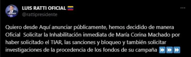 luis ratti | maria corina machado inhabilitación