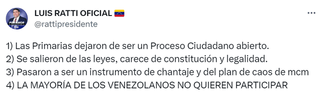 Luis Ratti | primaria 2023 | María Corina Machado | Tribunal Supremo de Justicia | Venezuela