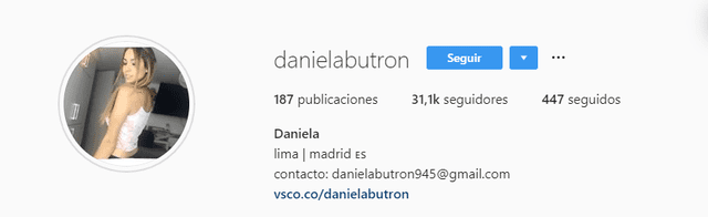 Daniela Butrón en Instagram