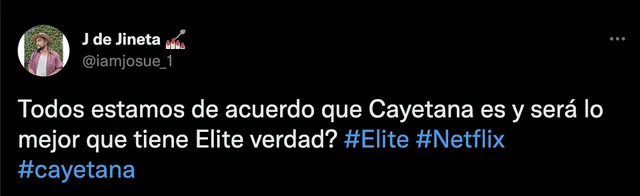 Fans reaccionan a Cayetana en "Élite 5". Foto: captura de Twitter