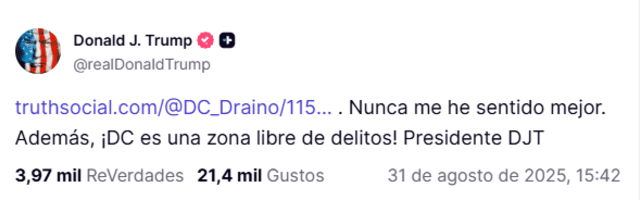  Trump se pronuncia tras rumores de su supuesta muerte. Foto: @realDonaldTrump/Truth Social<br>    