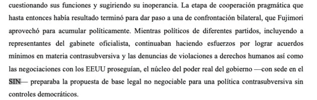 La década de los noventa y los dos gobiernos de Fujimori. Comisión de la Verdad y la Reconciliación.