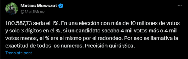El periodista expuso su análisis mediante su cuenta X. Foto: @MatiMow/X.   