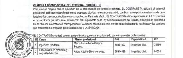 Designación del ingeniero residente en obra de El Bosque Designación del ingeniero residente en obra de El Bosque