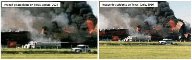 Comparación entre la imagen del accidente actual (izquierda) y el accidente ocurrido en 2016 (derecha). Foto: composición LR/Facebook/ Brown